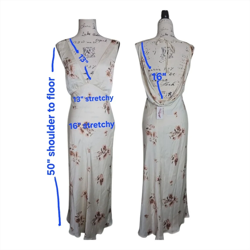 Floral Cream Maxi Dress. NWT - Picture 5 of 10